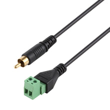 Load image into Gallery viewer, RCA Male Gold-plated to 2 Pin Pluggable Terminals Solder-free USB Connector Solderless Connection Adapter Cable, Length: 30cm, RCA Male