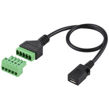 Load image into Gallery viewer, Micro USB Female to 5 Pin Pluggable Terminals Solder-free USB Connector Solderless Connection Adapter Cable, Length: 30cm, Micro USB Female