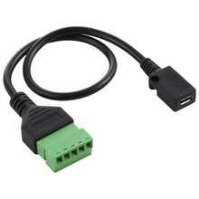 Load image into Gallery viewer, Micro USB Female to 5 Pin Pluggable Terminals Solder-free USB Connector Solderless Connection Adapter Cable, Length: 30cm, Micro USB Female