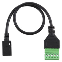 Load image into Gallery viewer, Micro USB Female to 5 Pin Pluggable Terminals Solder-free USB Connector Solderless Connection Adapter Cable, Length: 30cm, Micro USB Female