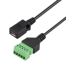 Load image into Gallery viewer, Micro USB Female to 5 Pin Pluggable Terminals Solder-free USB Connector Solderless Connection Adapter Cable, Length: 30cm, Micro USB Female