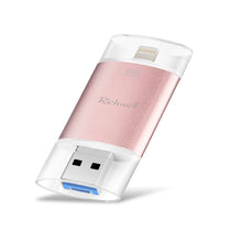 Load image into Gallery viewer, Richwell 3 in 1 128G Type-C + 8 Pin + USB 3.0 Metal Double Cover Push-pull Flash Disk with OTG Function