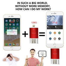 Load image into Gallery viewer, Richwell 3 in 1 128G Type-C + 8 Pin + USB 3.0 Metal Double Cover Push-pull Flash Disk with OTG Function