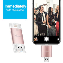 Load image into Gallery viewer, Richwell 3 in 1 128G Type-C + 8 Pin + USB 3.0 Metal Double Cover Push-pull Flash Disk with OTG Function