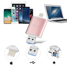 Load image into Gallery viewer, Richwell 3 in 1 128G Type-C + 8 Pin + USB 3.0 Metal Double Cover Push-pull Flash Disk with OTG Function