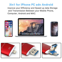 Load image into Gallery viewer, Richwell 3 in 1 128G Type-C + 8 Pin + USB 3.0 Metal Double Cover Push-pull Flash Disk with OTG Function