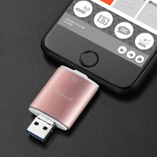 Load image into Gallery viewer, Richwell 3 in 1 128G Type-C + 8 Pin + USB 3.0 Metal Double Cover Push-pull Flash Disk with OTG Function