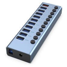 Load image into Gallery viewer, 11 in 1 USB 3.0 HUB Splitter with Independent Switch &amp; 12V 4A Power Supply, 11 USB 3.0