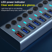 Load image into Gallery viewer, 11 in 1 USB 3.0 HUB Splitter with Independent Switch &amp; 12V 4A Power Supply, 11 USB 3.0