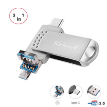 Load image into Gallery viewer, Richwell 3 in 1 32G Type-C + Micro USB + USB 3.0 Metal Flash Disk with OTG Function