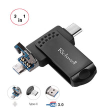 Load image into Gallery viewer, Richwell 3 in 1 128G Type-C + Micro USB + USB 3.0 Metal Flash Disk with OTG Function