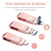 Load image into Gallery viewer, Richwell 3 in 1 128G Type-C + Micro USB + USB 3.0 Metal Flash Disk with OTG Function