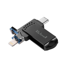 Load image into Gallery viewer, Richwell 16G Type-C + 8 Pin + USB 3.0 Metal Push-pull Flash Disk with OTG Function