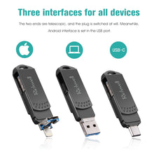 Load image into Gallery viewer, Richwell 32G Type-C + 8 Pin + USB 3.0 Metal Flash Disk with OTG Function