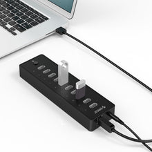 Load image into Gallery viewer, ORICO P10-U2 10 Ports USB 2.0 HUB with LED Power Indicator &amp; 1m USB Cable(Black)