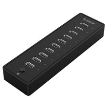 Load image into Gallery viewer, ORICO P10-U2 10 Ports USB 2.0 HUB with LED Power Indicator &amp; 1m USB Cable(Black)