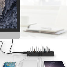 Load image into Gallery viewer, ORICO P10-U2 10 Ports USB 2.0 HUB with LED Power Indicator &amp; 1m USB Cable(Black)