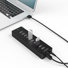 Load image into Gallery viewer, ORICO P10-U2 10 Ports USB 2.0 HUB with LED Power Indicator &amp; 1m USB Cable(Black)