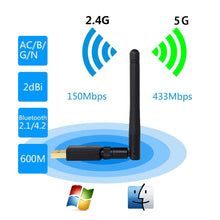 Load image into Gallery viewer, EDUP EP-AC1661 2 in 1 Bluetooth 4.2 + Dual Band 11AC 600Mbps High Speed Wireless USB Adapter WiFi Receiver, EP-AC1661 600Mbps