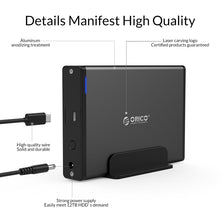 Load image into Gallery viewer, ORICO 7688C3 8TB 3.5 inch USB-C / Type-C Mobile HDD Enclosure with Detachable Base, Cable Length: 1m