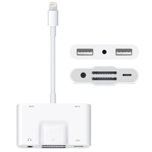 Load image into Gallery viewer, NK-1042 6 in 1 8 Pin Male to Dual USB + Dual SD Card + 3.5mm Audio Interface + 8 Pin Charging Interface Female Port Camera Adapter