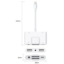 Load image into Gallery viewer, NK-1042 6 in 1 8 Pin Male to Dual USB + Dual SD Card + 3.5mm Audio Interface + 8 Pin Charging Interface Female Port Camera Adapter