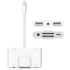 NK-1042 6 in 1 8 Pin Male to Dual USB + Dual SD Card + 3.5mm Audio Interface + 8 Pin Charging Interface Female Port Camera Adapter