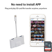 Load image into Gallery viewer, NK-1042 6 in 1 8 Pin Male to Dual USB + Dual SD Card + 3.5mm Audio Interface + 8 Pin Charging Interface Female Port Camera Adapter