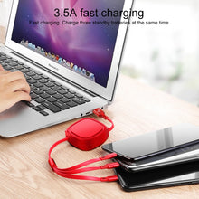 Load image into Gallery viewer, 1.2m 3.5A Max 3 in 1 USB to USB-C / Type-C + 8Pin + Micro USB Retractable Charging Cable