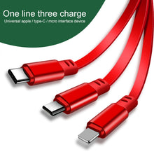 Load image into Gallery viewer, 1.2m 3.5A Max 3 in 1 USB to USB-C / Type-C + 8Pin + Micro USB Retractable Charging Cable