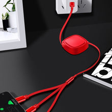 Load image into Gallery viewer, 1.2m 3.5A Max 3 in 1 USB to USB-C / Type-C + 8Pin + Micro USB Retractable Charging Cable