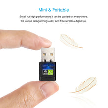 Load image into Gallery viewer, AC600Mbps 2.4GHz &amp; 5GHz Dual Band USB 2.0 WiFi Free Drive Adapter External Network Card, AC600Mbps