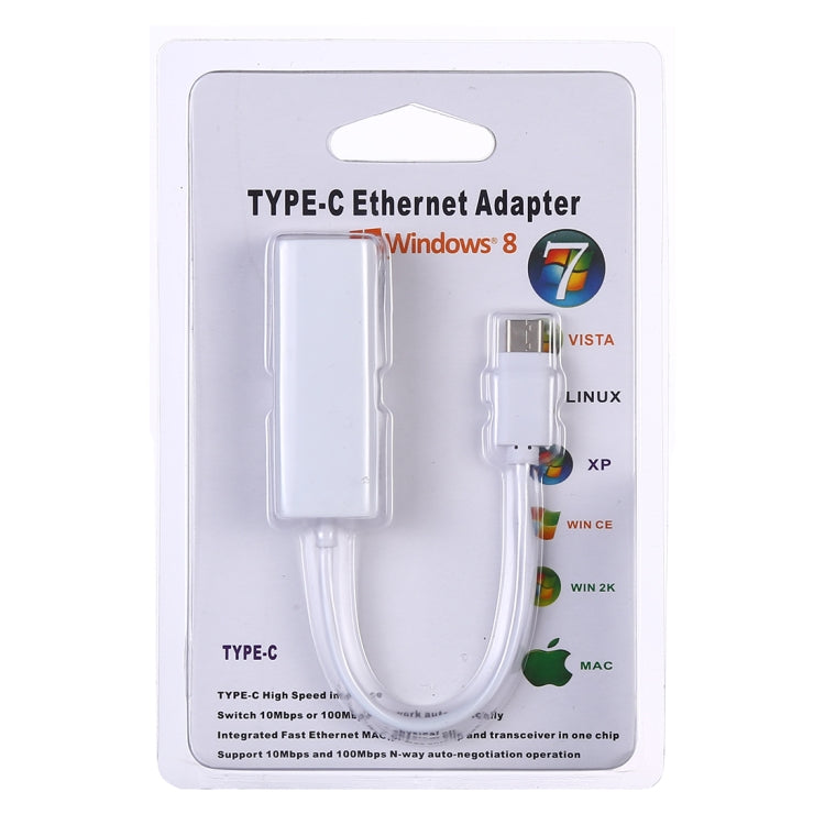 KY-RTL8152B USB-C / Type-C 10 / 100 Mbps Ethernet Adapter Network Card, USB Type-C 100Mbps