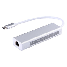 Load image into Gallery viewer, Aluminum Shell 3 USB3.0 Ports HUB + USB-C / Type-C Gigabit Ethernet Adapter, USB Type-C 1000Mbps
