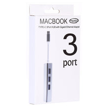 Load image into Gallery viewer, Aluminum Shell 3 USB3.0 Ports HUB + USB-C / Type-C Gigabit Ethernet Adapter, USB Type-C 1000Mbps