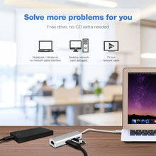 Load image into Gallery viewer, Aluminum Shell 3 USB3.0 Ports HUB + USB-C / Type-C Gigabit Ethernet Adapter, USB Type-C 1000Mbps