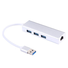Load image into Gallery viewer, Aluminum Shell 3 USB3.0 Ports HUB + USB3.0 Gigabit Ethernet Adapter, USB 3.0 1000Mbps