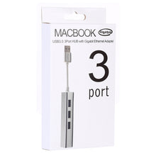 Load image into Gallery viewer, Aluminum Shell 3 USB3.0 Ports HUB + USB3.0 Gigabit Ethernet Adapter, USB 3.0 1000Mbps