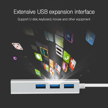 Load image into Gallery viewer, Aluminum Shell 3 USB3.0 Ports HUB + USB3.0 Gigabit Ethernet Adapter, USB 3.0 1000Mbps