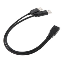 Load image into Gallery viewer, 2 in 1 USB 3.0 Female to USB 2.0 + USB 3.0 Male Cable for Computer / Laptop, Length: 29cm, USB 3.0 AF to USB 2.0 AM + USB 3.0 AM
