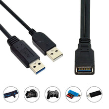 Load image into Gallery viewer, 2 in 1 USB 3.0 Female to USB 2.0 + USB 3.0 Male Cable for Computer / Laptop, Length: 29cm, USB 3.0 AF to USB 2.0 AM + USB 3.0 AM