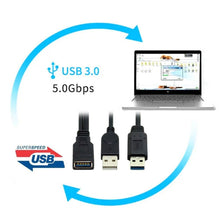 Load image into Gallery viewer, 2 in 1 USB 3.0 Female to USB 2.0 + USB 3.0 Male Cable for Computer / Laptop, Length: 29cm, USB 3.0 AF to USB 2.0 AM + USB 3.0 AM