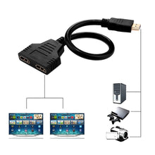 Load image into Gallery viewer, 30cm HDMI Male to Dual HDMI Female 1.4 Version Cable Connector Adapter