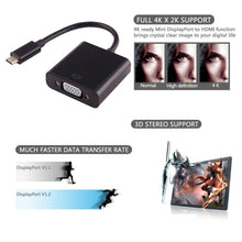 Load image into Gallery viewer, USB-C / Type-C 3.1 Male to VGA female Adapter Cable for MacBook 12 inch, Chromebook Pixel 2015, Nokia N1 Tablet PC, Length: About 10cm