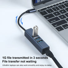 Load image into Gallery viewer, RDS 6307-3 USB-C / Type-C to USB3.0 + Dual USB2.0 + RJ45 4 in 1 HUB Adapter, 6307-3