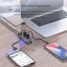 Load image into Gallery viewer, ORICO F4U 4 x USB 3.0 Ports 5Gbps Fast Transmission Desktop HUB with Blue LED Indicator Light, 4 Ports
