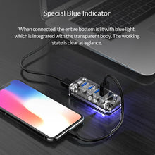 Load image into Gallery viewer, ORICO F4U 4 x USB 3.0 Ports 5Gbps Fast Transmission Desktop HUB with Blue LED Indicator Light, 4 Ports