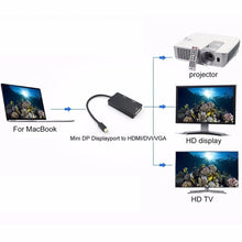 Load image into Gallery viewer, Mini DP to HDMI + DVI + VGA Rectangle Multi-function Converter, Cable Length: 28cm, Mini DP to HDMI + DVI + VGA Rectangle Black, Mini DP to HDMI + DVI + VGA, Mini DP to HDMI + DVI + VGA Rectangle White