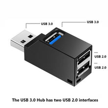 Load image into Gallery viewer, Portable Mini 2 x USB 2.0 + 1 x USB 3.0 HUB with Lanyard, USB 3.0