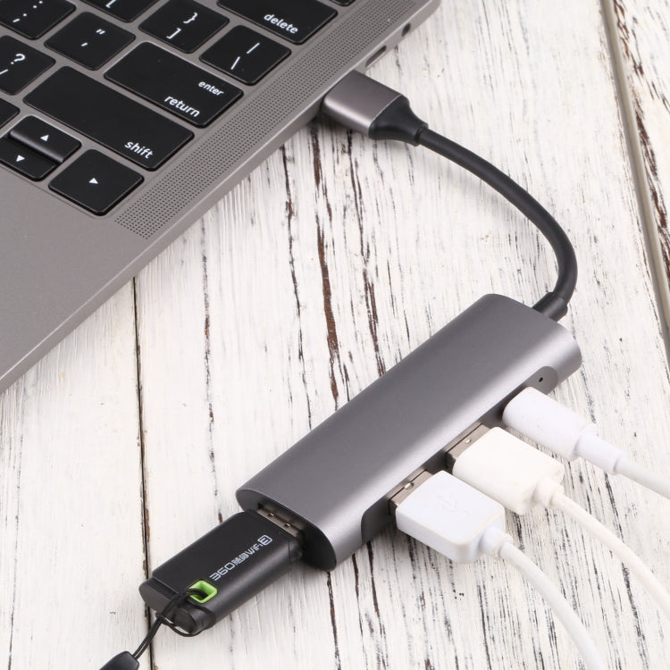 U-811 4 in 1 USB 3.0 to 3 USB 3.0 + USB-C / Type-C Ports HUB Docking Station, U-811